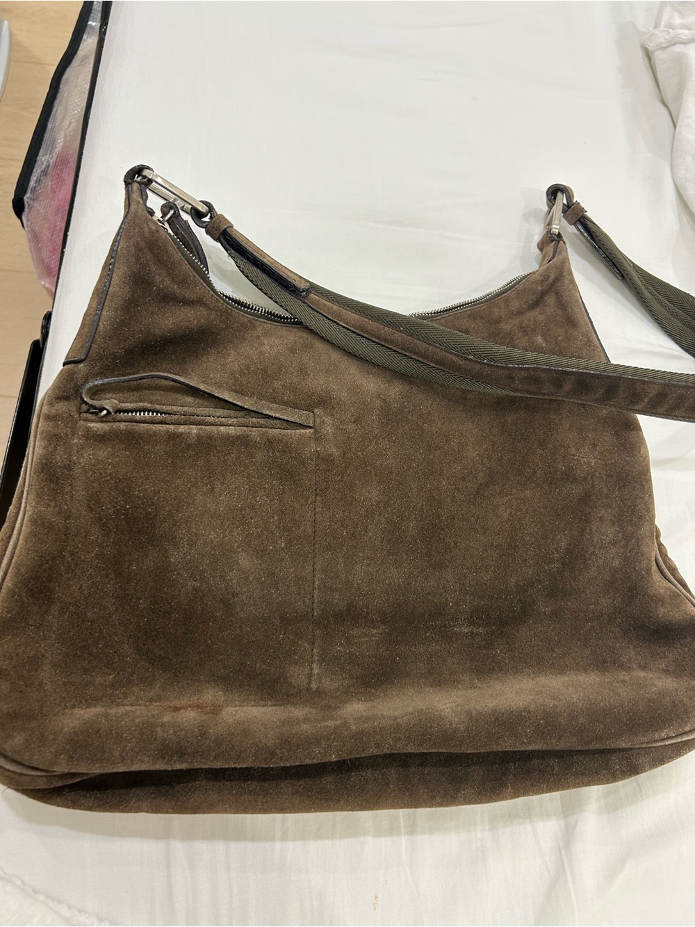 Vintage and Authentic Prada Brown Suede Shoulder Bag - Picture 9 of 12